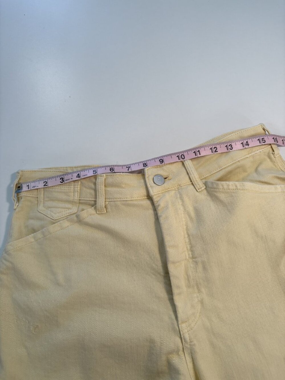 Pilcro Anthropologie Butter Yellow Carpenter Pants 28T Wide Leg Cropped Utility - Picture 10 of 11